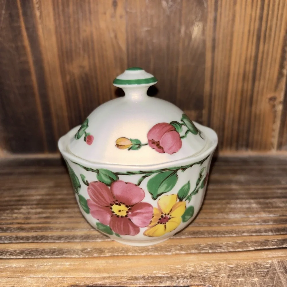 Eschenbach Feinkeramik CERANOVA Sugar Bowl with Lid Hand Painted Inglaze Vintage